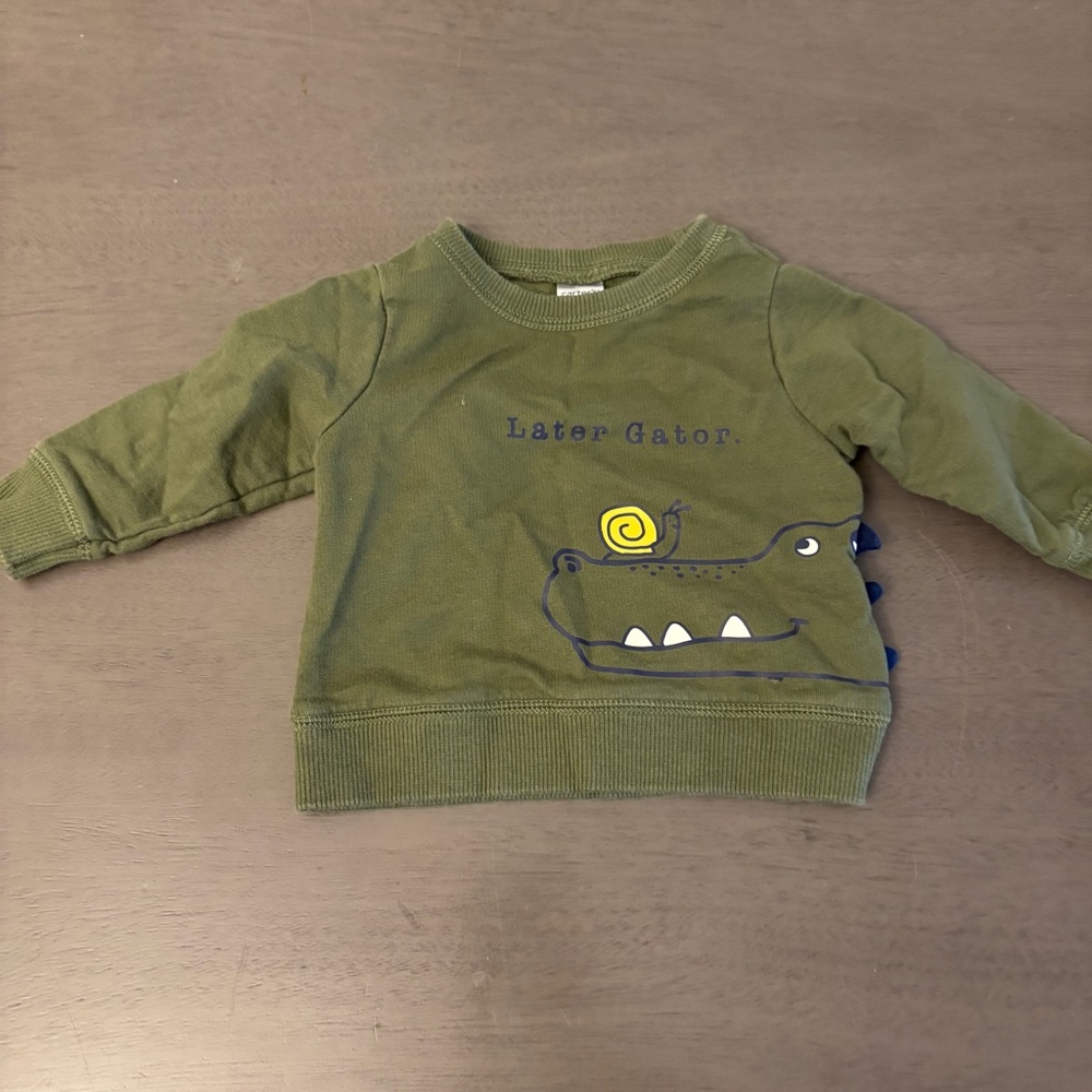 Carters Little Boys Green Gator Sweatshirt Size 6 Months